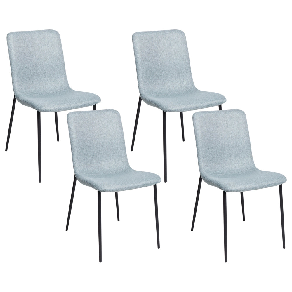 Set di 4 sedie da pranzo in tessuto poliestere Blu chiaro Sala da pranzo Gambe in ferro Elegante