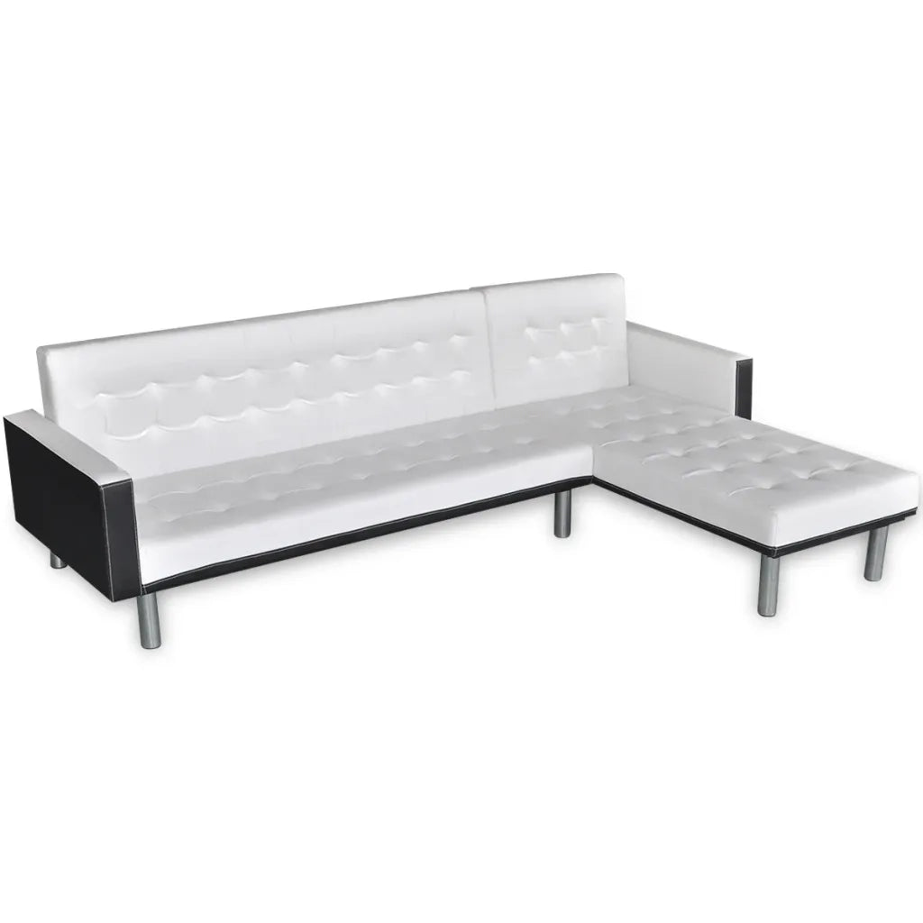 Divano Letto a L in Pelle Artificiale Bianco  cod mxl 18692
