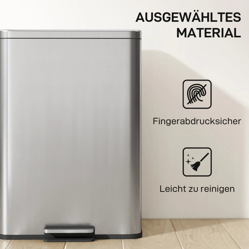PATTUMIERA A PEDALE 20 L IN ACCIAIO INOX ARGENTO CON CESTINO INTERNO ESTRAIBILE