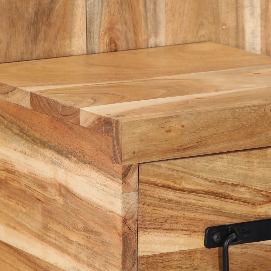 Comodino | Armadio da Notte | Mobiletto da notte 60x32x80 cm in Legno Massello di Acacia