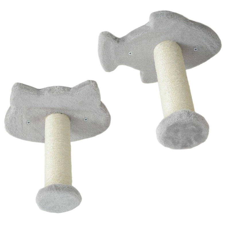 Set da parete per gatti con piattaforme e scala grigio chiaro