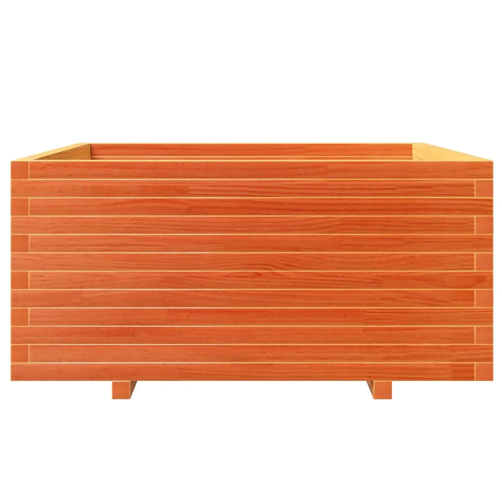 Fioriera Giardino-Vaso da Esterno-Contenitore per Piante Marrone Cera 100x100x49,5 Legno Massello Pino