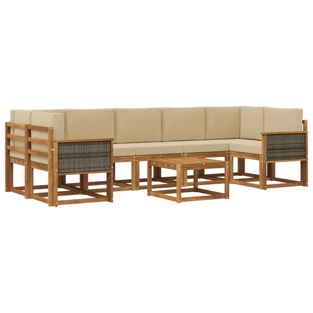 Set di divani da esterno con cuscino 6 pcs Naturale 3385069