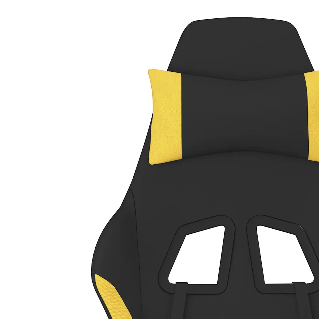 Sedia da Gaming Massaggio e Poggiapiedi Tessuto Nero e Giallo 345504