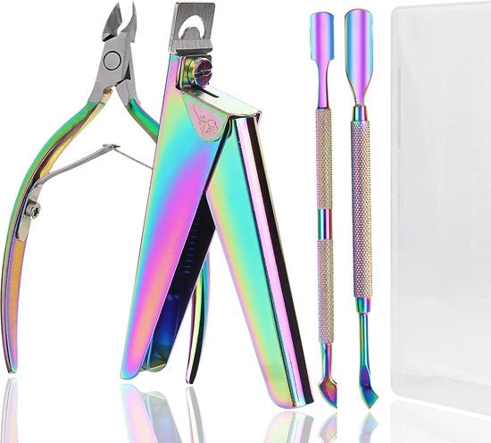 Kit per manicure con set di punte per unghie, strumenti per unghie in acciaio inossidabile, set di strumenti per unghie, set di viti per unghie, 4 pezzi.