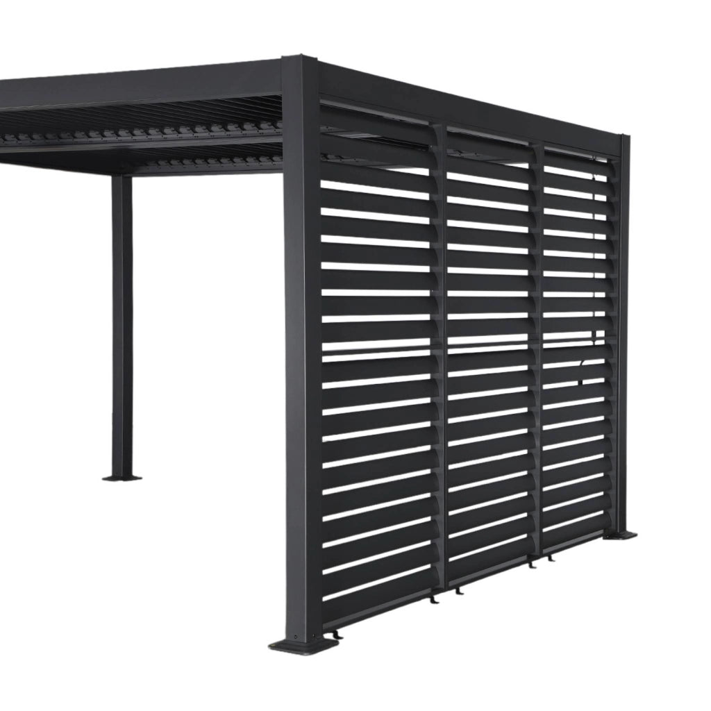Pergola bioclimatica 3x4m in alluminio e acciaio + 3 persiane 1m,