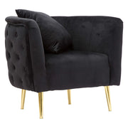 Poltroncina StIves, Poltrona Rivestimento in Velluto, 76x74x71h cm Nero