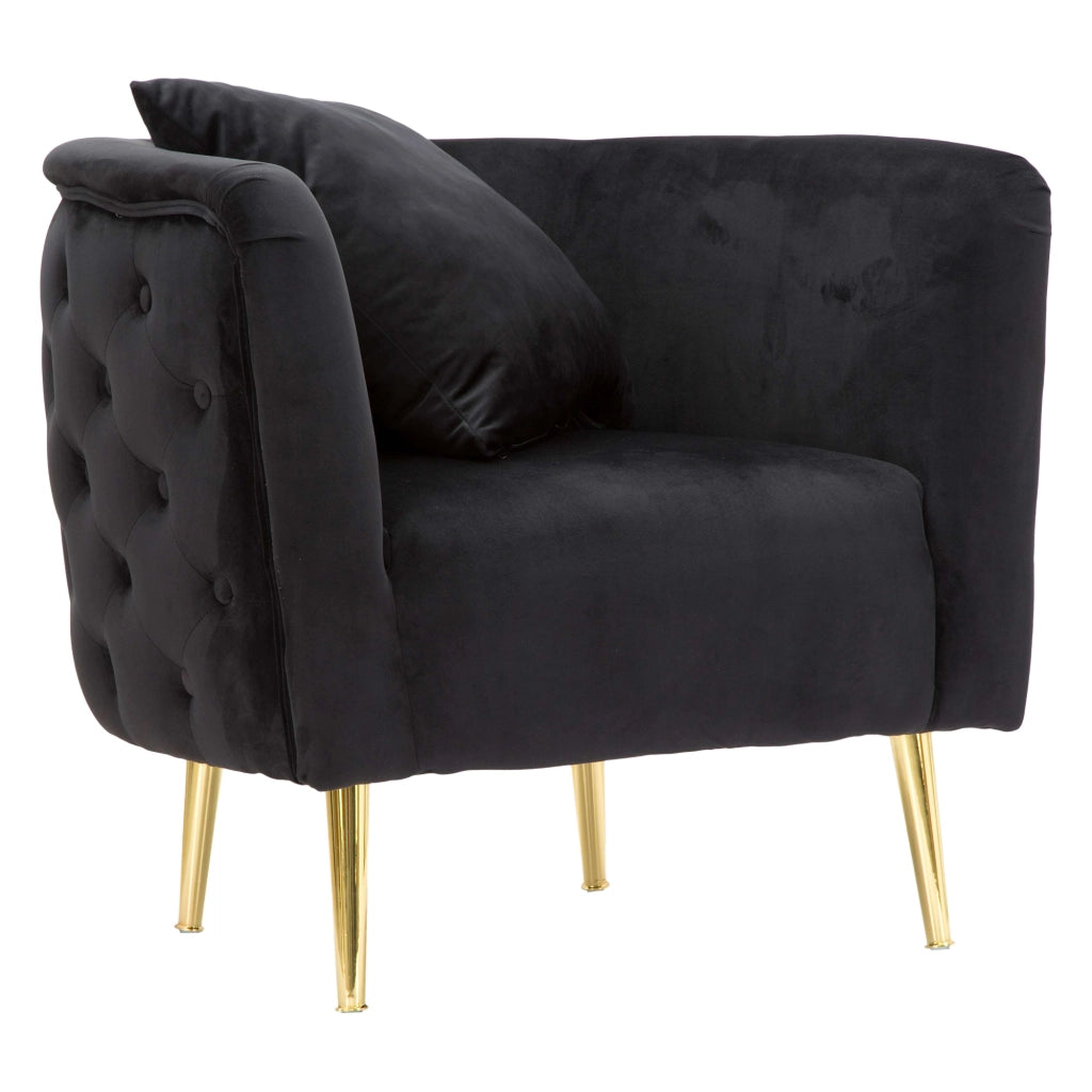 Poltroncina StIves, Poltrona Rivestimento in Velluto, 76x74x71h cm Nero