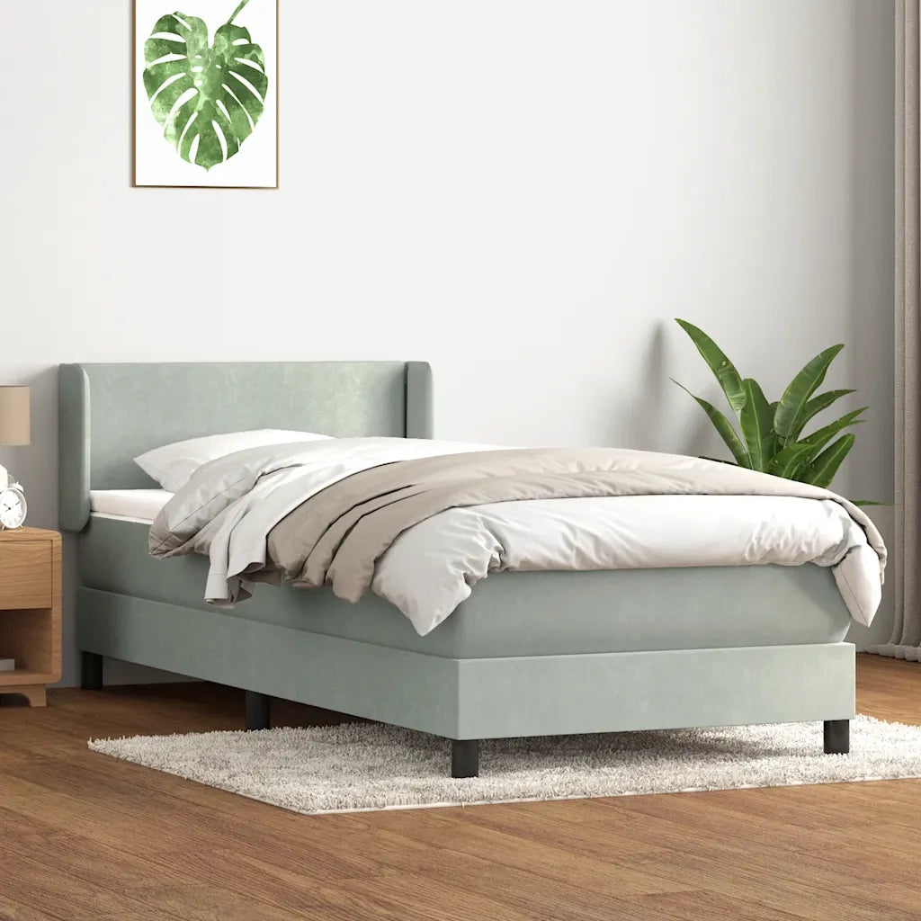 vidaXL Giroletto a Molle con Materasso Grigio Chiaro 80x220 cm Velluto