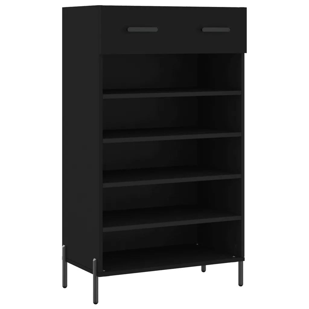 Scarpiera nera 60 x 35 x 105 cm ampio spazio contenitivo stile industriale legno nero 02_0048723