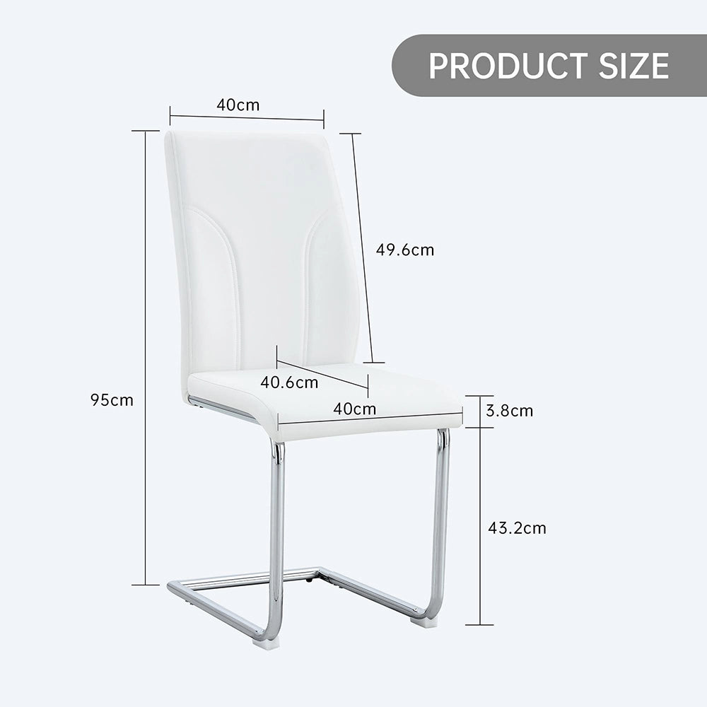 Set 2 sedie da pranzo - Xylo - PU bianco gambe argento