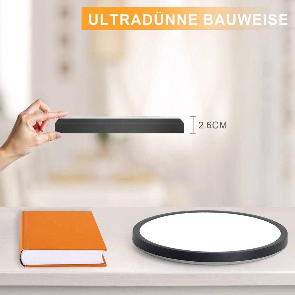 ZMH Lampada da soffitto plafoniera LED moderna rotonda nera 22cm per soggiorno corridoio