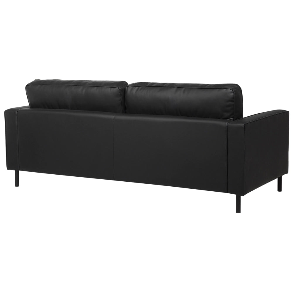 Set Divani In Pelle Nera Divano 3 Posti Poltrona Minimalista Moderno