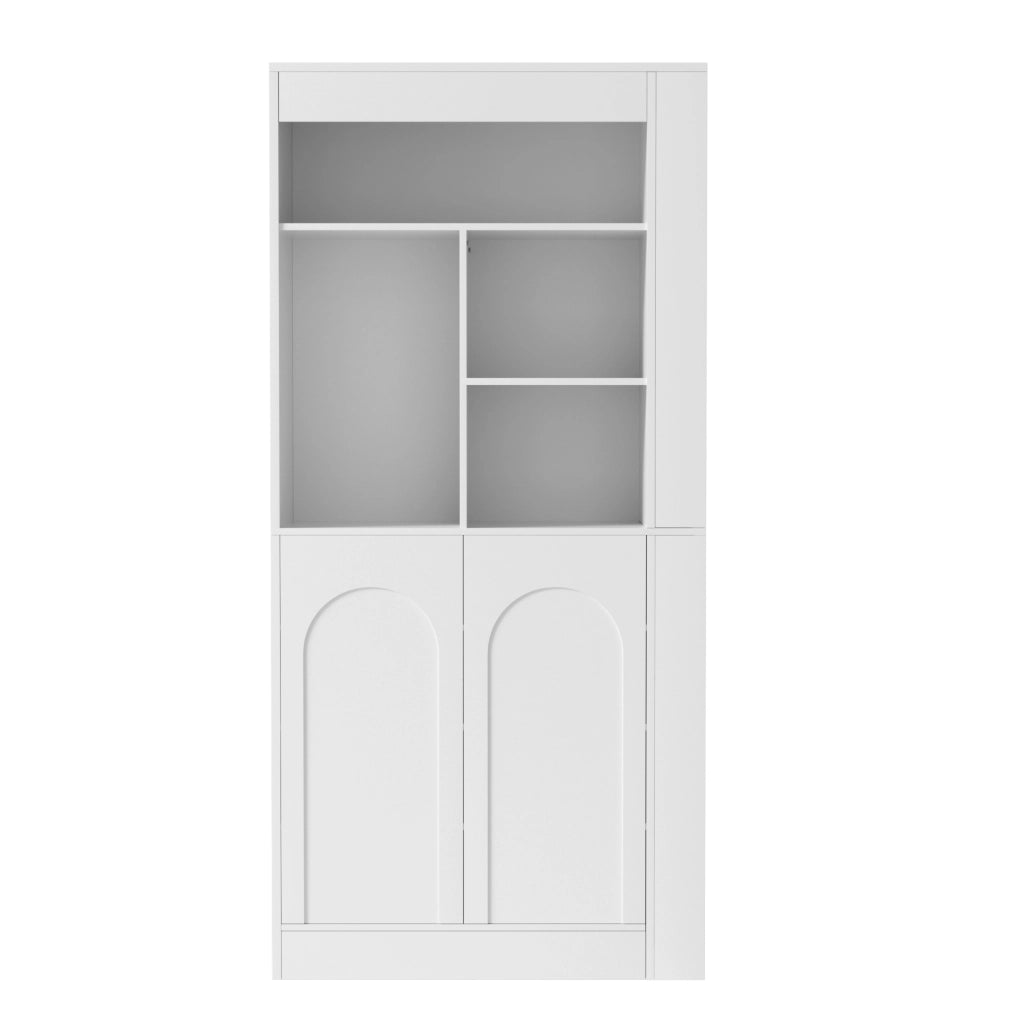Armadio multiuso con ante e ripiani ¨C Minimal ¨C Bianco legno 85x35x180 cm