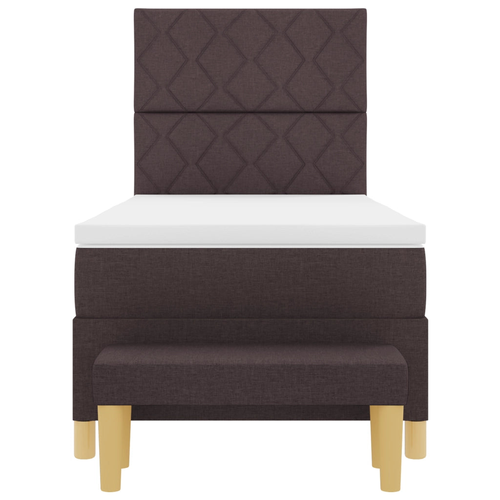 Letto con Rete a Molla con Materasso e Panchina Marrone Scuro 100x200 cm Tessuto