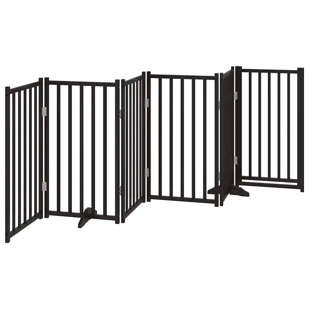 Cancello Cani Pieghevole Nero 6 Pannelli 300 cm Massello Abete CFW3744174