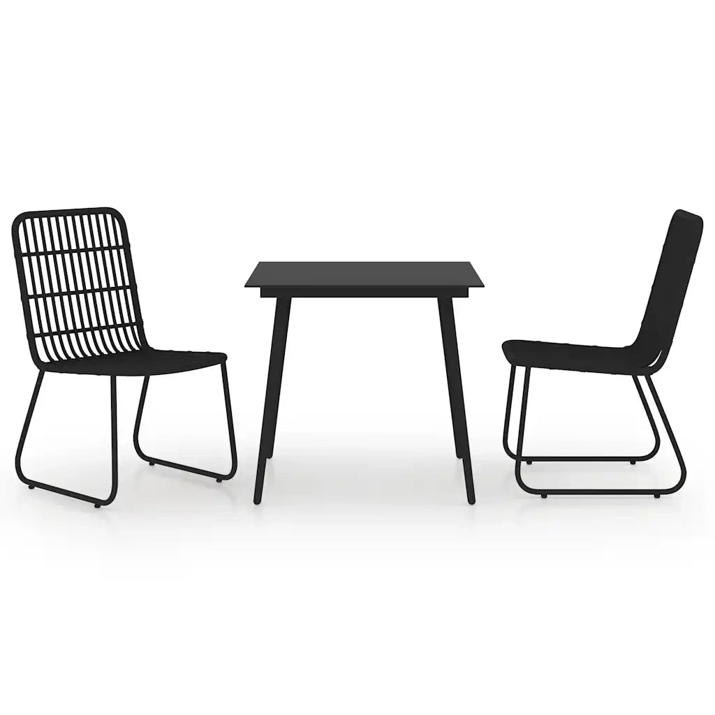 Set da Pranzo da Giardino 3 pz | Set Salotto da Giardino in Polyrattan e Vetro