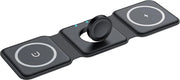 Caricabatterie 15W 3-in-1 iniettore di carica - Stazione di ricarica wireless per iPhone e Samsung Galaxy - Ripiegabile e magnetico - Compatibile con Apple Watch e AirPods Pro 2 - Nero