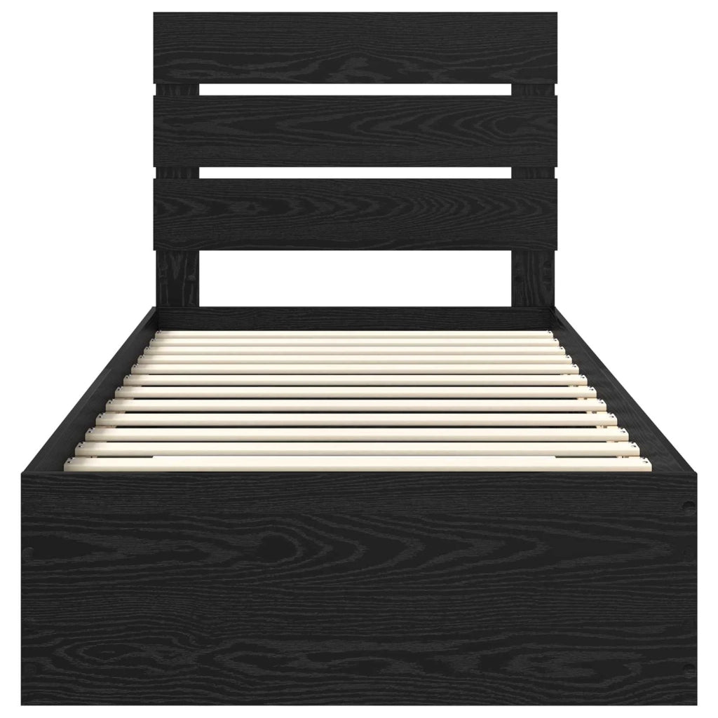 Struttura del letto Rovere Nero 90 x 190 cm Legno multistrato 3412021