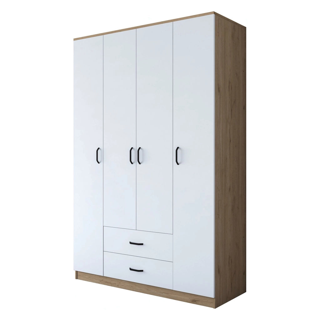 Armadio Camera da Letto Lavello, Guardaroba Grande 11 Ripiani, 140x210h cm Bianco