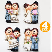 Trade Shop - Set 4 Calamita Calamite Sposi Wedding Ceramica Bomboniera Matrimonio Segnaposto -