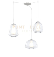SOSPENSIONE BIANCO 3 LUCI SPOSTABILE VETRI ALPHA + BETA + GAMMA TRASPARENTI 1176BI-S3 S ABG-TR