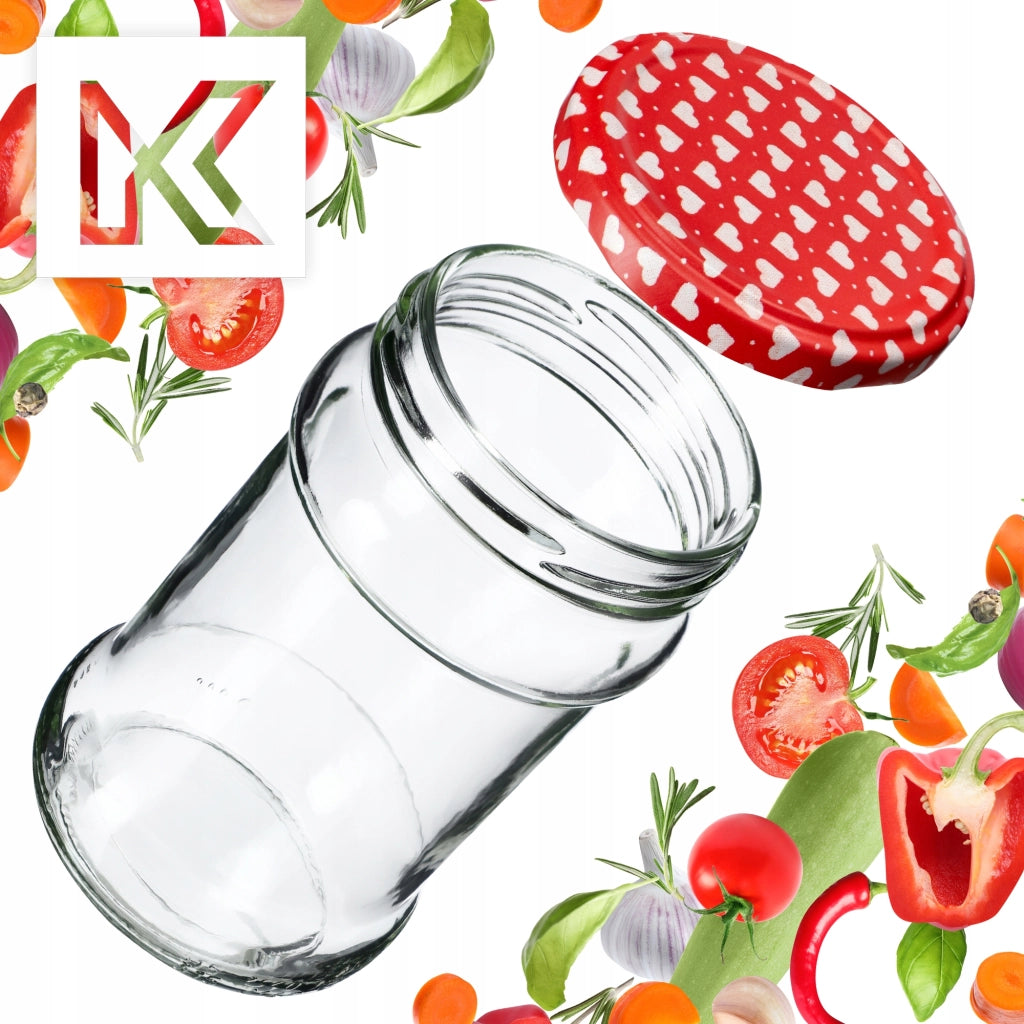 Barattoli per conserve KADAX Seno 315 ml 10 pezzi 66 mm + coperchi "Cuori"
