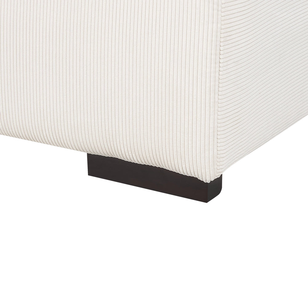 Divano angolare 4 posti in velluto a coste bianco sporco lato destro forma a L stile elegante