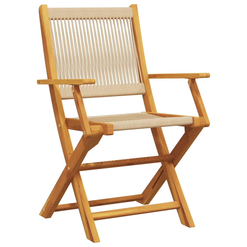 Set da Bistrot 3pz | Set Salotto da Giardino Beige in Polipropilene e Legno Massello