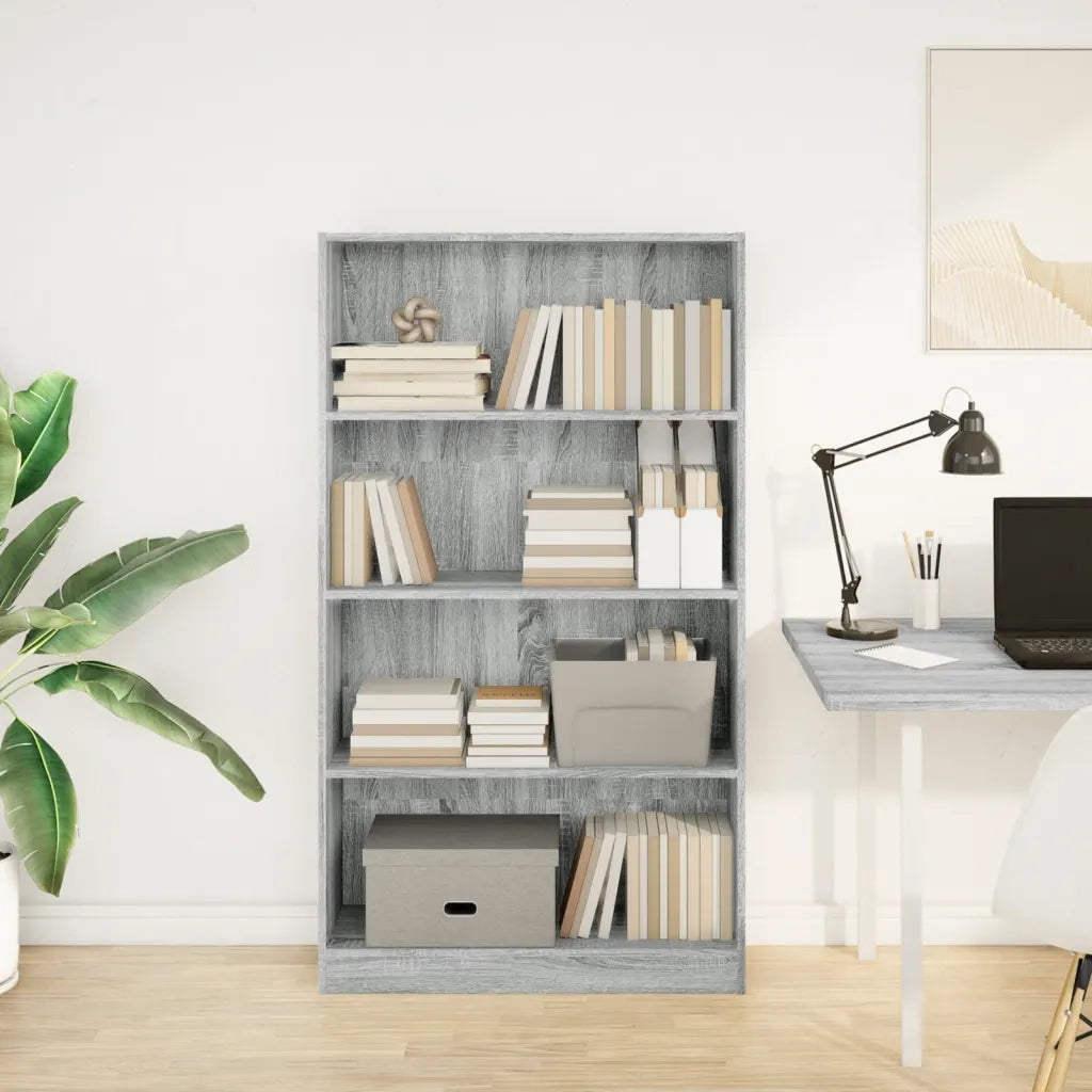 Libreria-Scaffale per Libri-Mobile di Stoccaggio Grigio Sonoma 80x24x143 cm in Legno Multistrato