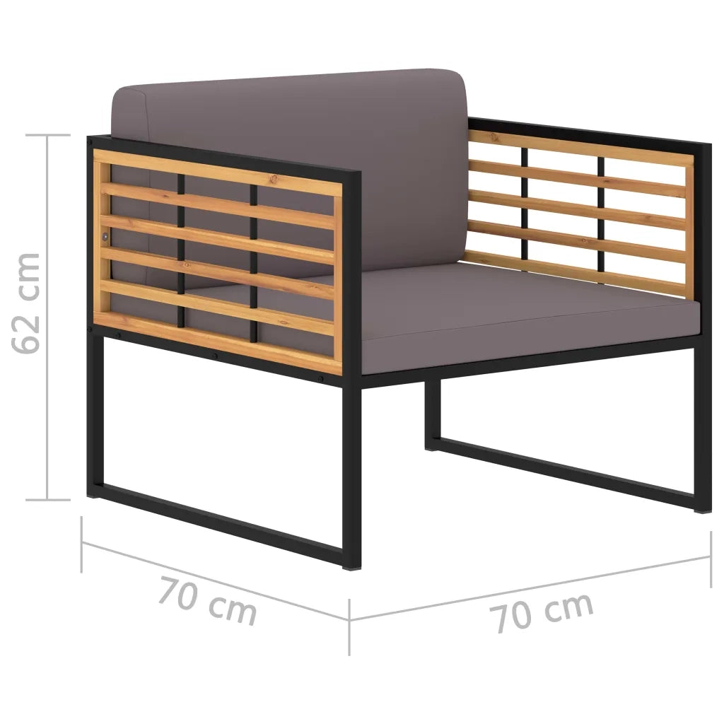 Sedie da Giardino con Cuscini 2 pz in Legno Acacia Grigio Scuro cod mxl 54974