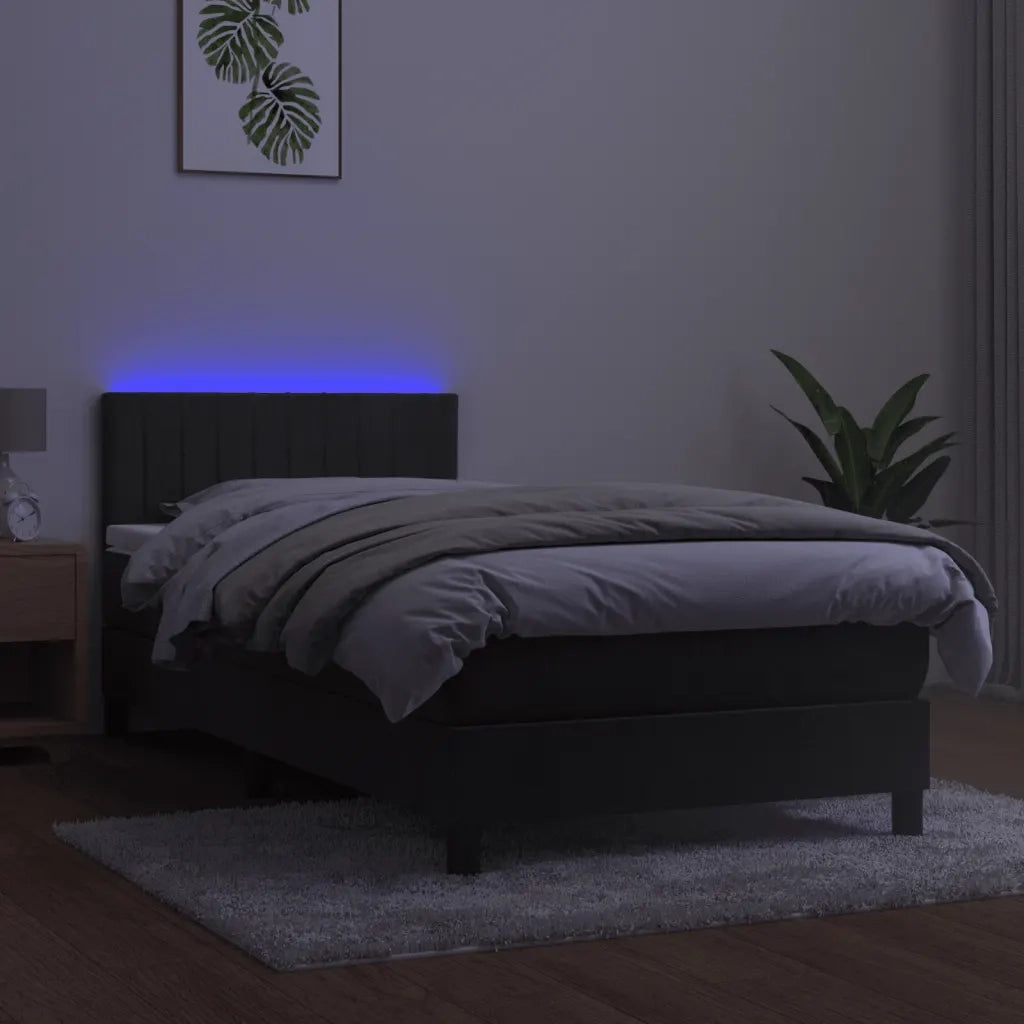 Letto a Molle con Materasso e LED Grigio Scuro 80x200cm Velluto 3134490