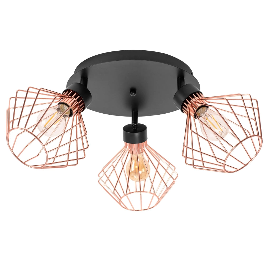 Lampada Da Soffitto A Soppalco Tripla In Metallo Rosa Nera APP536-3C