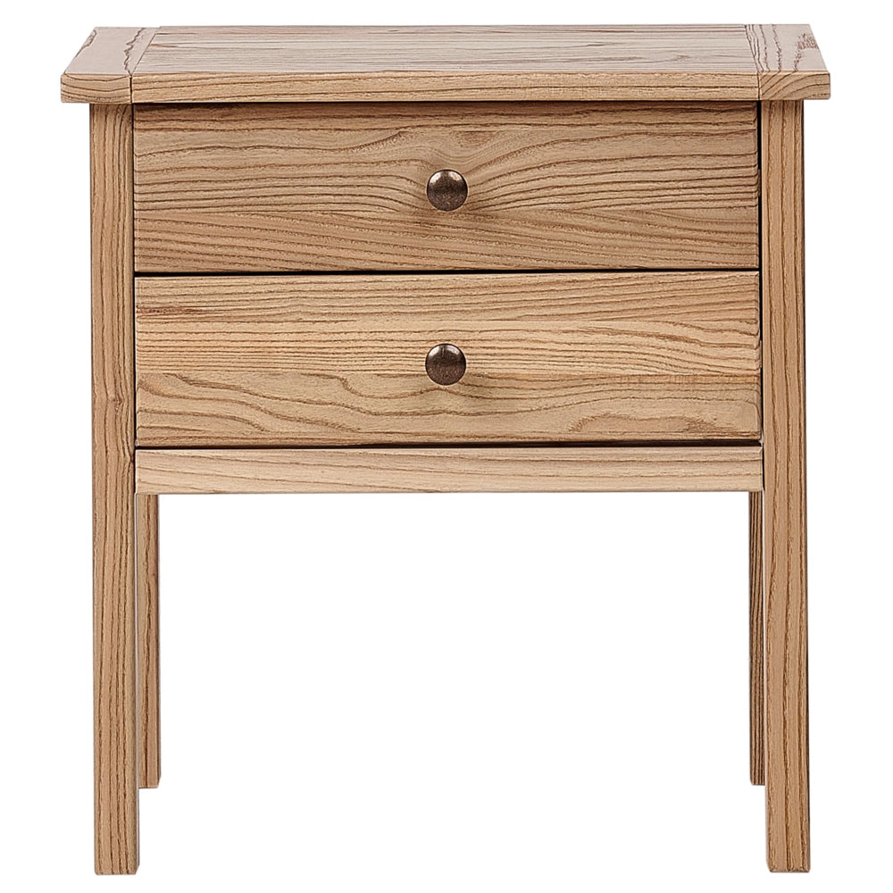 Comodino 2 cassetti portaoggetti in legno massiccio legno chiaro stile rustico