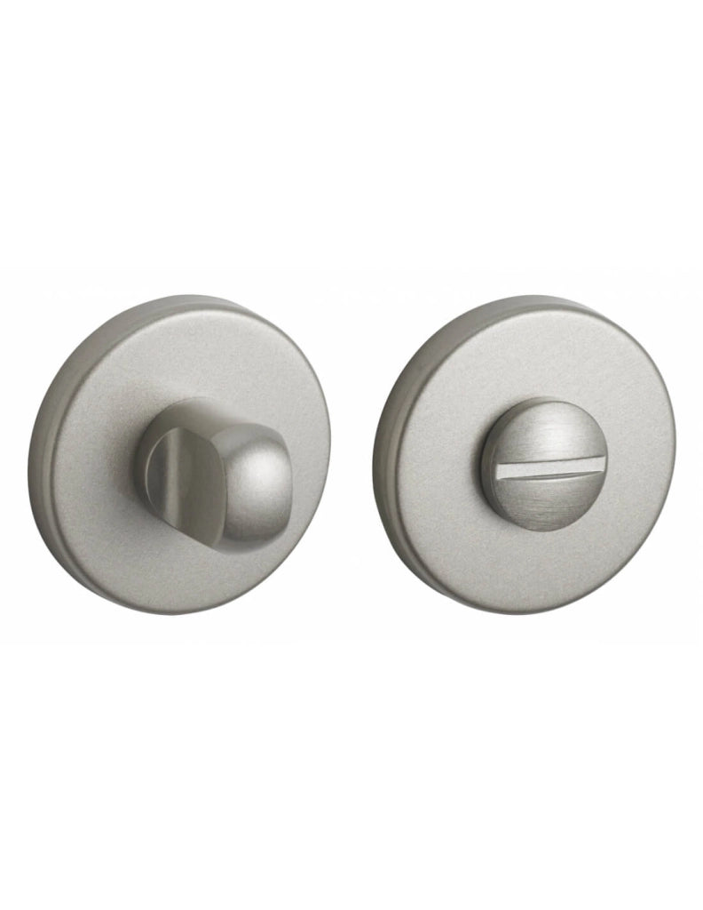 Coppia di rosette tonde Ø 50 mm con chiusura WC, nichel satinato – THIRARD