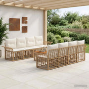 Set di divani da esterno 9 pz Naturale e Bianco Crema 3437652