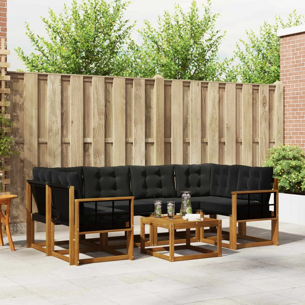 Set di divani da esterno con cuscino 7 pcs Naturale e Nero 3368455