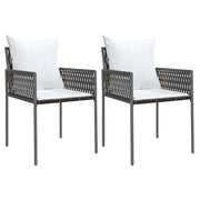 Sedie da Giardino con Cuscini 2 pz | Sedie da Esterno Marroni 54x61x83cm Polyrattan