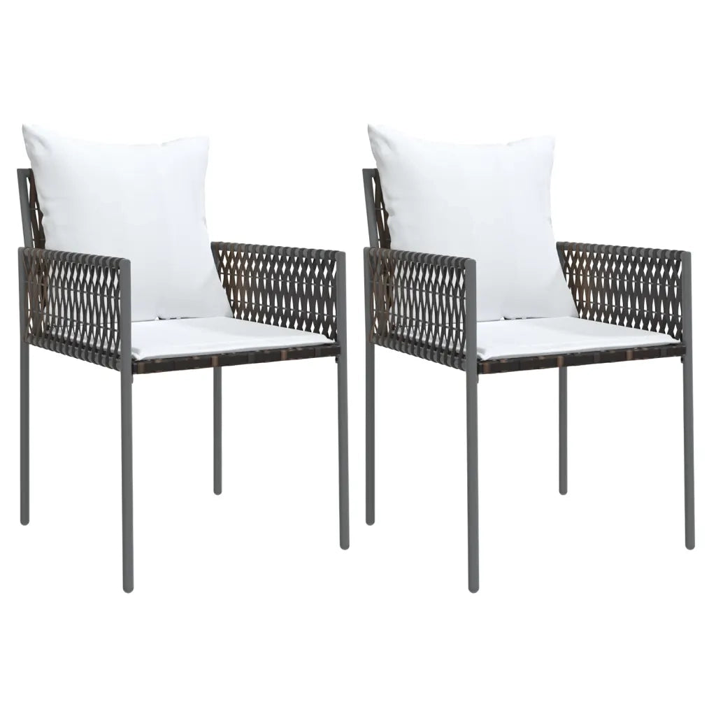 Sedie da Giardino con Cuscini 2 pz | Sedie da Esterno Marroni 54x61x83cm Polyrattan