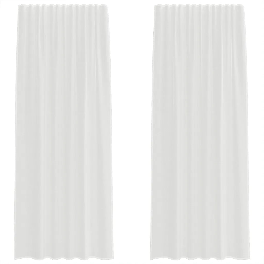 Tende in Voile con Tasche per Aste 2 pz Bianco