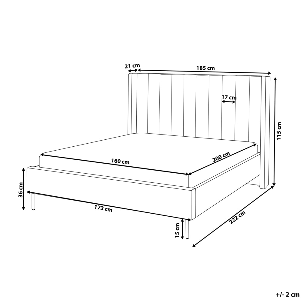 Letto matrimoniale con doghe 160 x 200 cm velluto di colore beige stile glam moderno