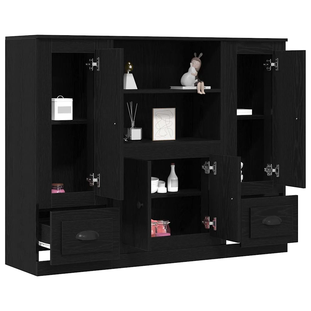 Credenza | Highboard Rovere Nero 132 x 35.5 x 103.5 cm Legno multistrato