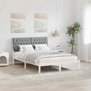 Letto con Testiera Rivestita con testiera Bianco 135 x 190 cm