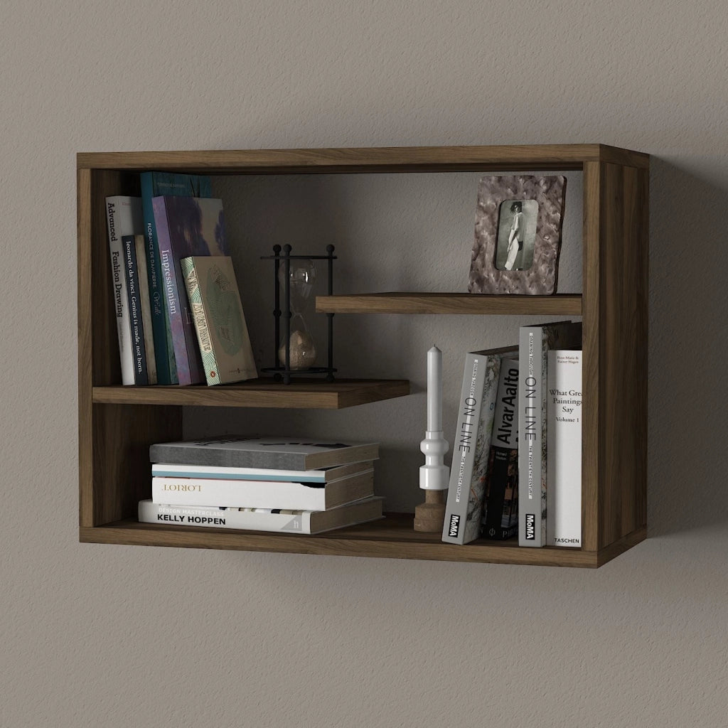 Mensola da parete in legno "Tino" - 60 x 19 x 44 cm - Noce
