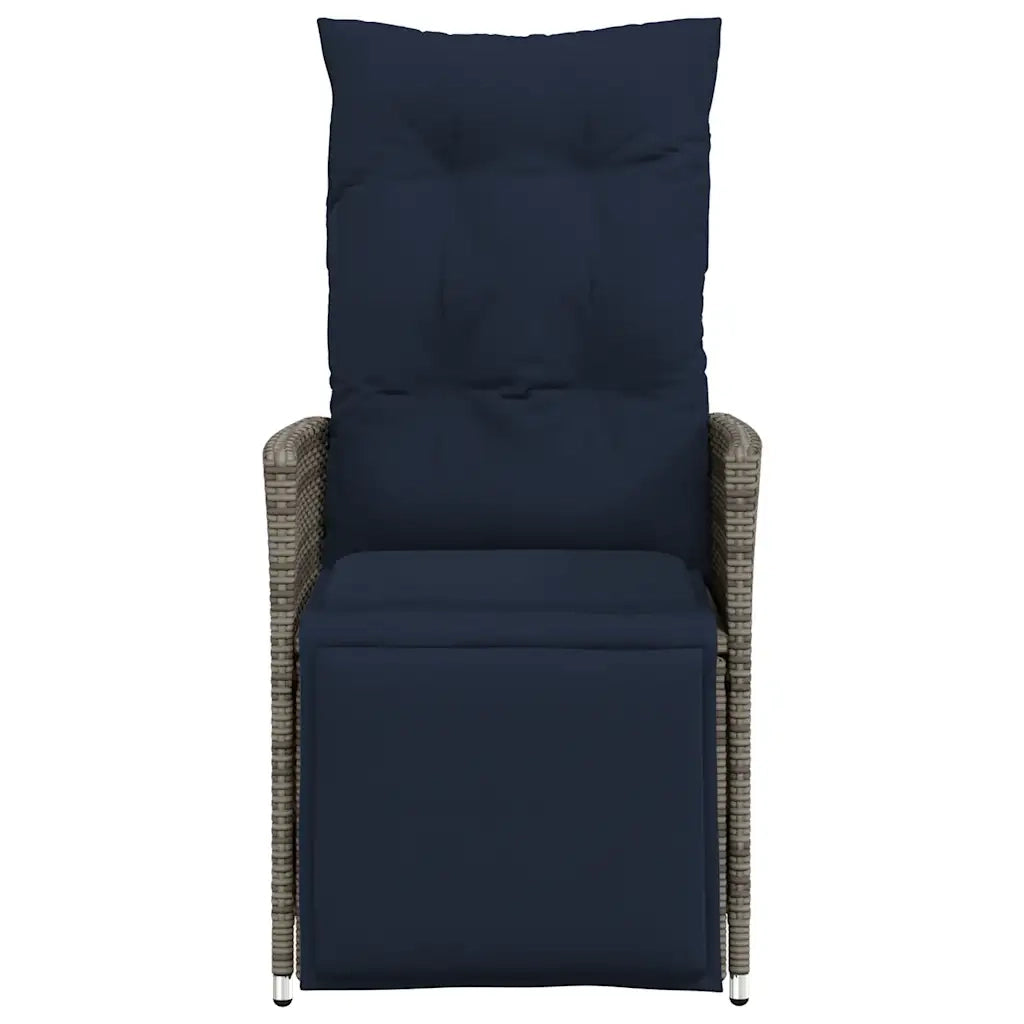 Sedie da giardino reclinabili 2 pz con cuscini grigie in polyrattan 365670