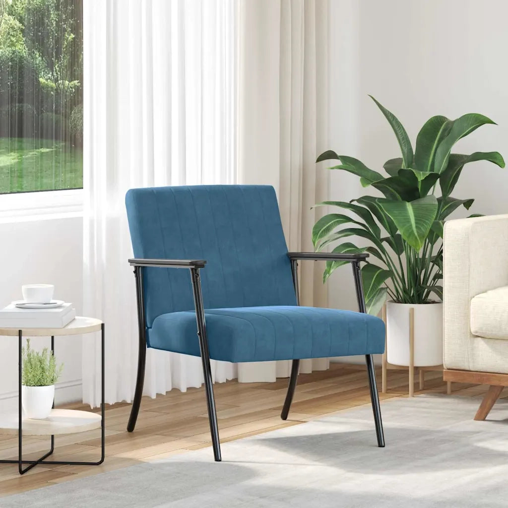 Poltrona-Divano Sedia Blu Velluto 836692