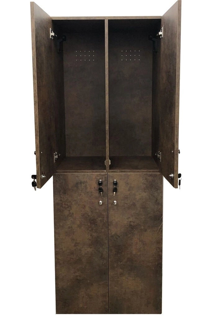 Armadietto spogliatoio in legno a 4 ante battenti cm. 70x47x193/200h