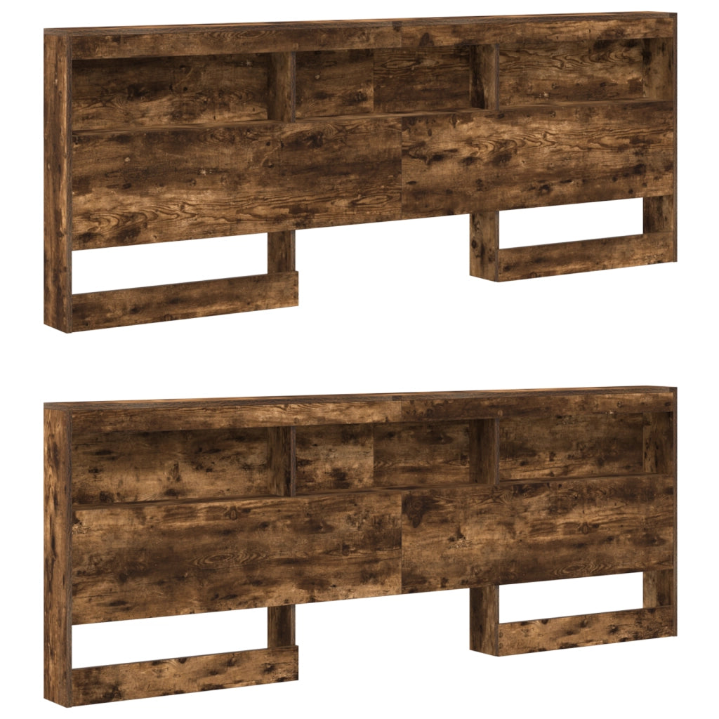 Letto con libreria Quercia Affumicata 180x200 cm Legno Ingegnerizzato