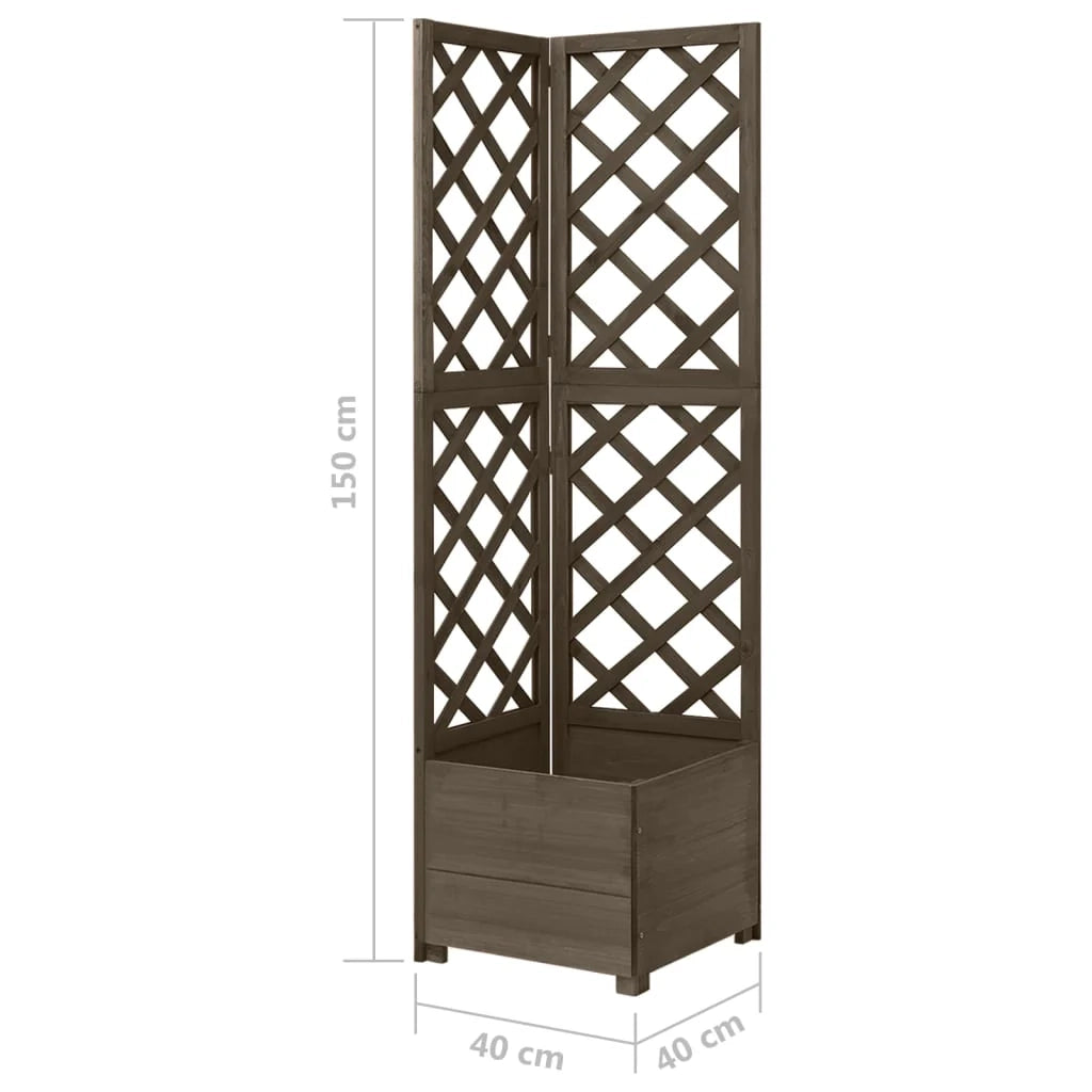 Fioriera angolare con traliccio 40 x 40 x 150 cm legno di abete grigio 02_0000819