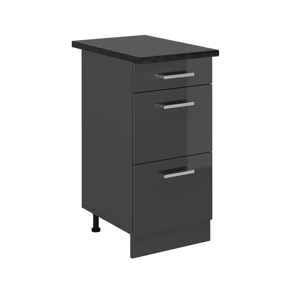 Vicco Mobiletto base per cucina Antracite lucido 40 cm con cassetti, PL Antracite